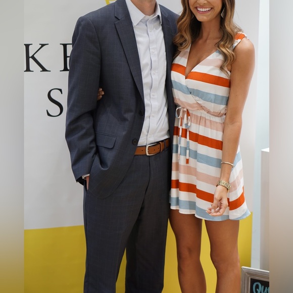 Lovers + Friends patriotic red white blue striped faux wrap dress small - Picture 4 of 8